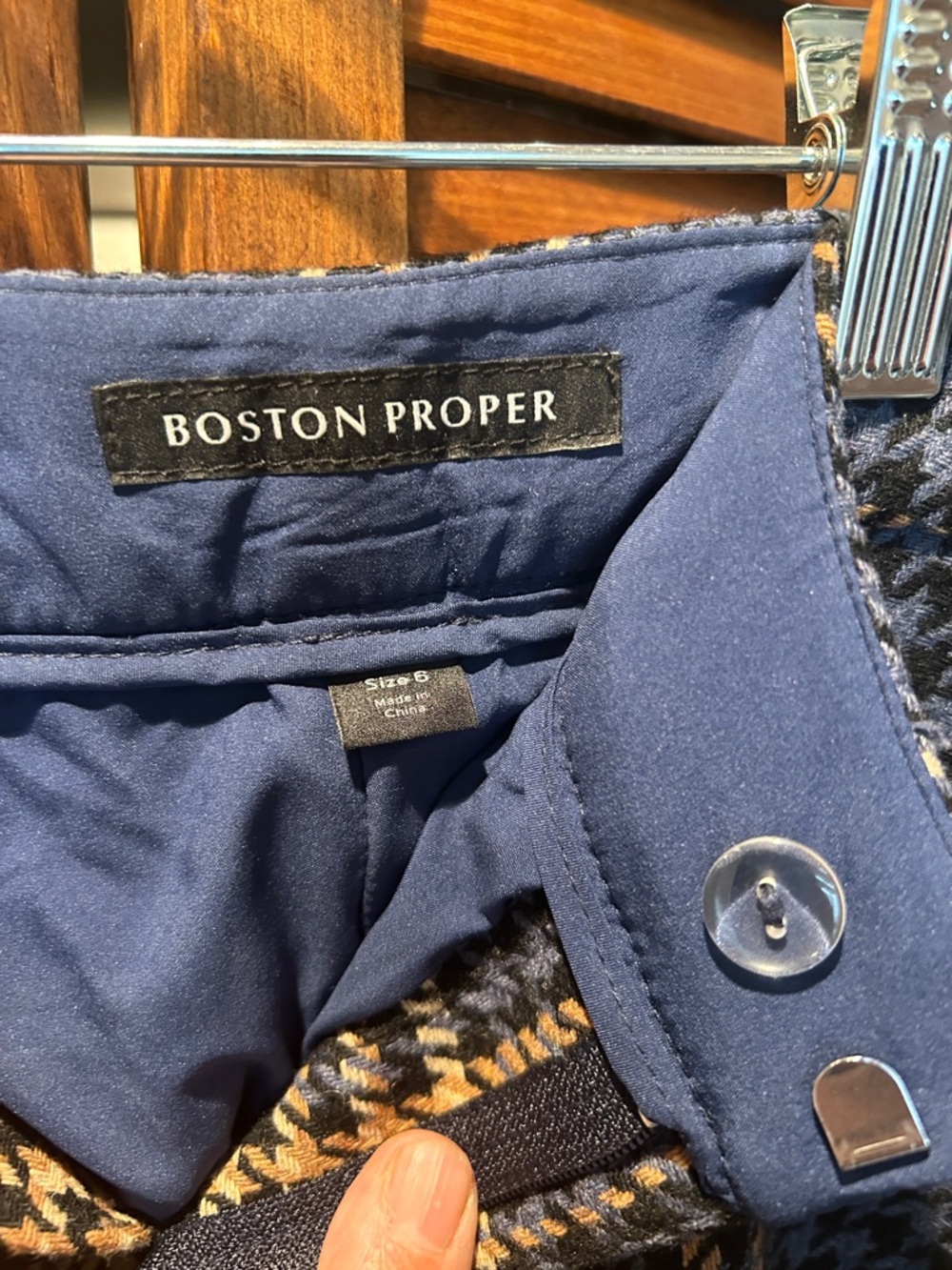 Boston Proper Navy, Brown & Cream Plaid Double-Breasted Suit Set - Picture 13 of 15